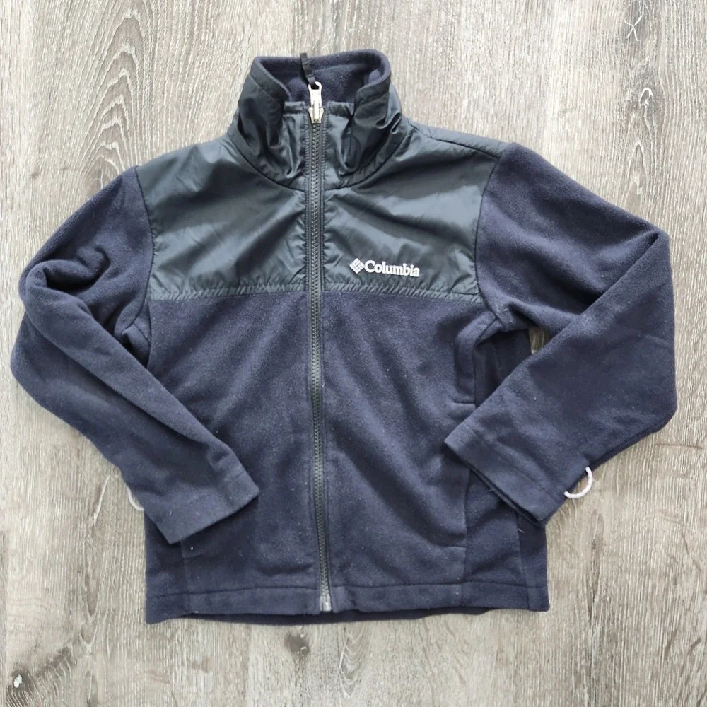 Columbia Kids Interchange Fleece Jacket Black Full Zip XS 6/7